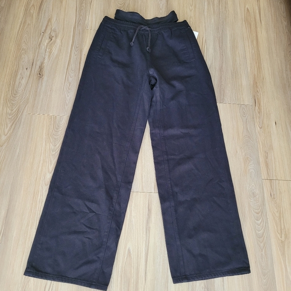 Alexander Wang Denim Track Pant faux Black Mesh Undie in Washed Black Size Small - Picture 6 of 10